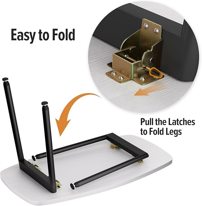 WOHOMO Foldable Coffee Table White Small Coffee Tables for Living Room Portable Simple Modern Rectangular Center Table for Small Spaces, No Assembly, 31.5 * 15.7 * 17.7IN, White