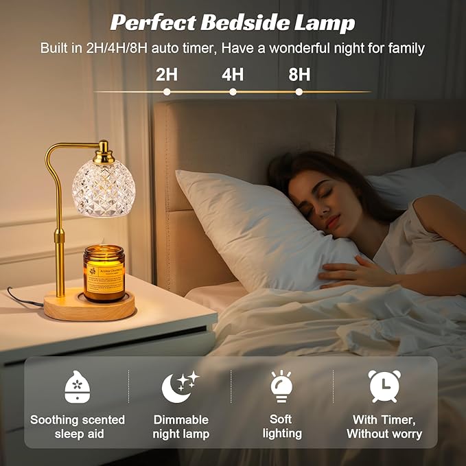 TantaScent Electric Candle Warmer Lamp in Vintage Birdcage Design with Timer – Scented Jar Candle Melter for Home Decor, Housewarming, Birthday, and Christmas (Includes 2 Bulbs) (Diamond White)