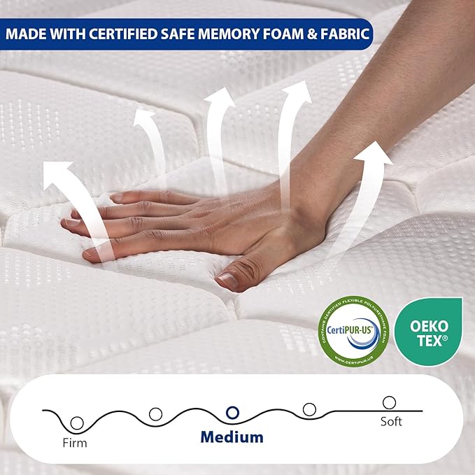 Full Mattress 12 Inch, Hybrid Full Size Mattress in a Box, Gel Full Size Memory Foam Mattress with Pocket Springs, Medium Firm Feel, Edge Support, Cool Sleep, Motion Isolation & Pressure Relief