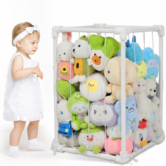 Stuffed Animal Storage Zoo Holder, PVC Stuffy Toy Organizer, 30'' Vertical Plush Organizer, Stuffed Animals Cage for Nursery and Playroom
