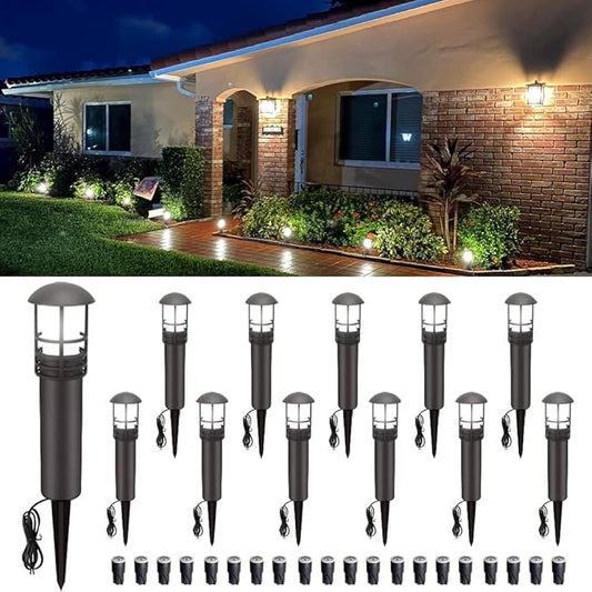 VOLISUN Outdoor LED Landscape Lighting,12-Pack 3W 12V Low Voltage Pathway Lights,Outdoor Waterproof Garden Lights,Aluminum Housing ETL Listed,CRI 90+,5000K Cool White for Driveway Sidewalk