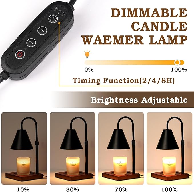 Modern Candle Warmer Lamp 2 Pack, Dimmable Candle Lamp Warmer with Timer, Christmas Gifts for Women Who Have Everything,Gifts for Mom,Adjustable Men's Candle Lamp, Cozy Living Room Bedroom Decor,Black