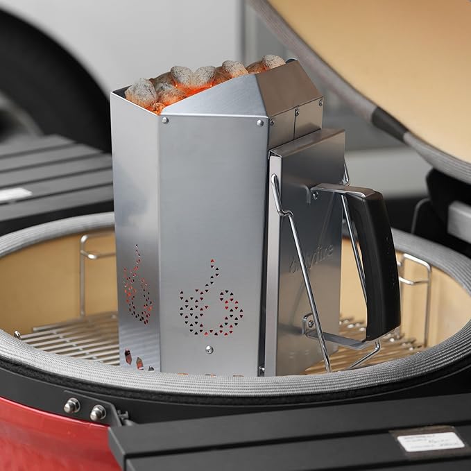 onlyfire BBQ Chimney Starter for Charcoal Grills and Barbecues, Charcoal Starter Barbecue Fire Starter with Heat Shield and Stay-Cool Handle, Outdoor Cooking Grill Tool Grilling Accessories