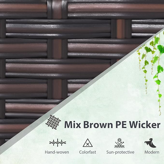 Tangkula 3 Pieces Patio Furniture Set, PE Rattan Wicker 3 Pcs Outdoor Sofa Set w/Washable Cushion and Tempered Glass Tabletop, Conversation Furniture for Garden Poolside Balcony (Beige/Turquoise)