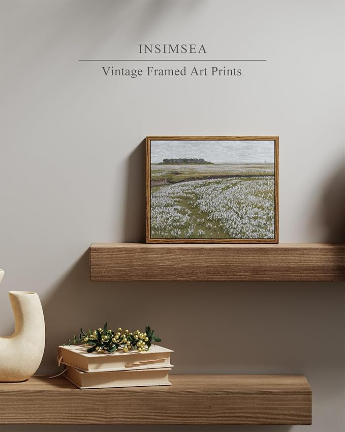 InSimSea Framed Canvas Wall Art Vintage Decor, Room Eclectic Decor, Classical Scenery Painting Canvas Art Wall Decor, Home Office Living Room Bathroom Wall Decor Home Decor, 8"x10"