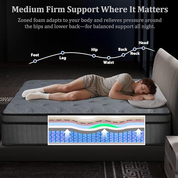 inight Twin Mattress 10 Inch, Upgrade Individual Pocket Springs Twin Hybrid Mattress in a Box, Memory Foam for Pressure Relief, Durable Edge Support Twin Size mattress, Medium Firm, Breathable Comfort