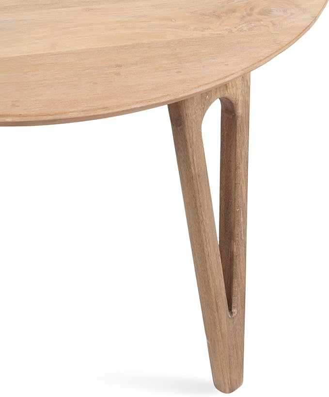 Kate and Laurel Kershaw Transitional Round Coffee Table, 30 x 30 x 19, Natural Wood, Circle Living Room Table with Solid Mango Wood Construction and Tapered Hairpin Legs