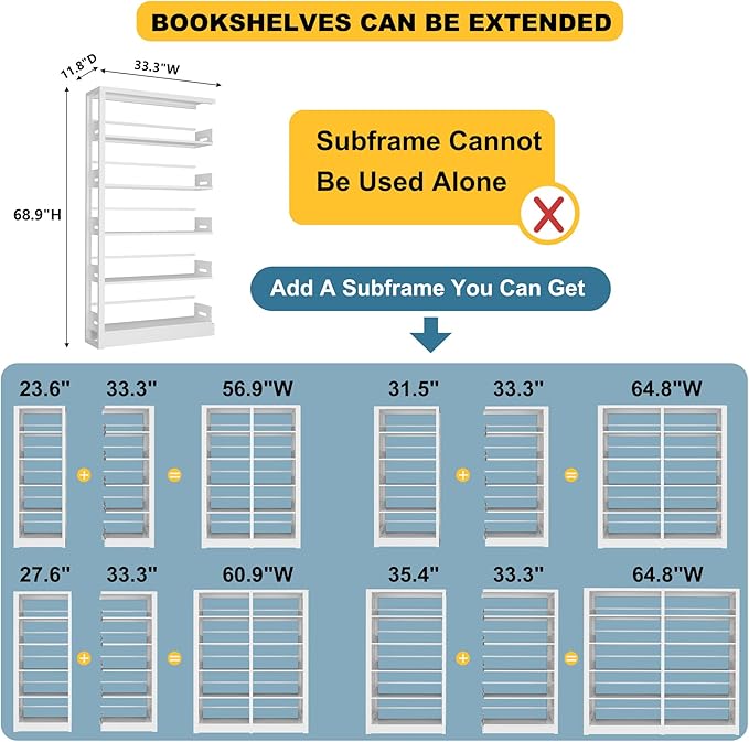Book Shelf,5-Tier White Bookshelf, Office Bookcases and Bookshelves,Tall Metal Storage Organizer,Freestanding Bookshelf for Library,Living Room,Home Office (W:31.5")