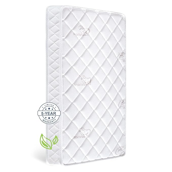 Premium Dual Sided Crib & Toddler Mattress,100% Knitted Fabric, Premium Fleece Surface-Hypoallergenic, 5" Thick Firm Soft Crib Mattress, Non-Toxic - Fits Standard Cribs & Toddler Beds
