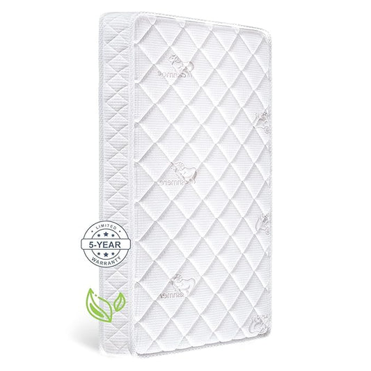 Premium Dual Sided Crib & Toddler Mattress,100% Knitted Fabric, Premium Fleece Surface-Hypoallergenic, 5" Thick Firm Soft Crib Mattress, Non-Toxic - Fits Standard Cribs & Toddler Beds
