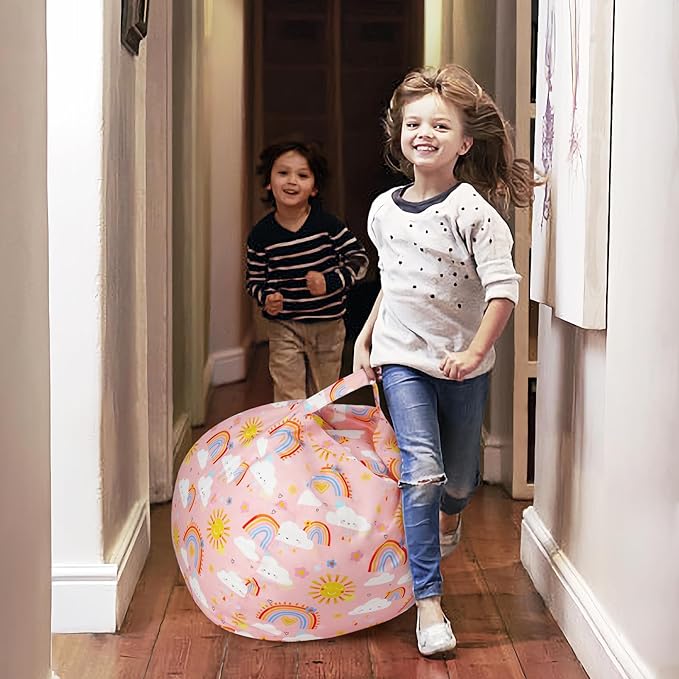 Bean Bag Chair for Kids Stuffed Animal Storage Beanbag Chairs,Toddler Toy Storage Organizer for Girls and Boys,Large 32'' Cover Only（No Filling)