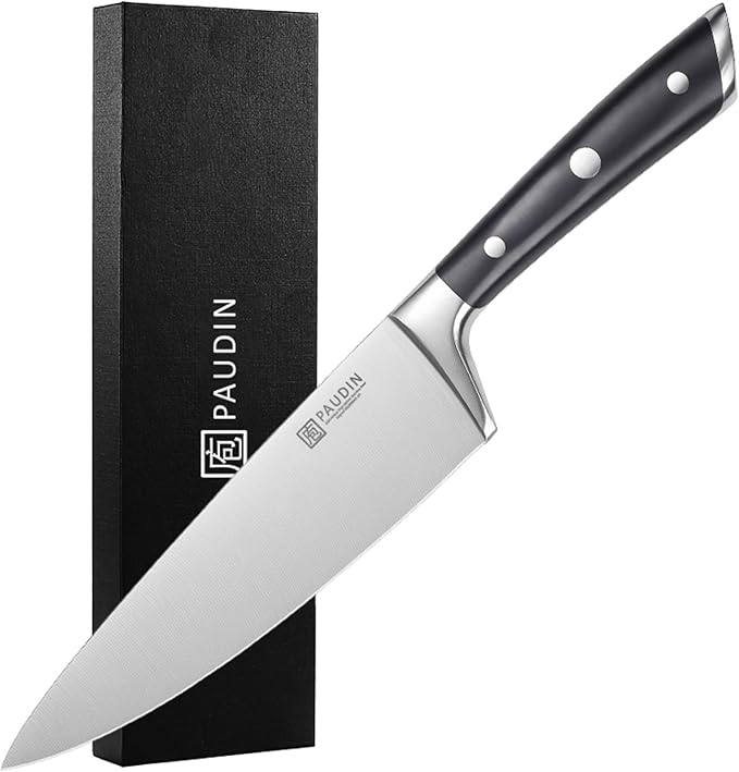 PAUDIN 8-Inch Chef's Knife – Ultra-Sharp High Carbon Stainless Steel Blade, Ergonomic Handle, Professional Quality Kitchen Knife in Gift Box for Home & Restaurant Use