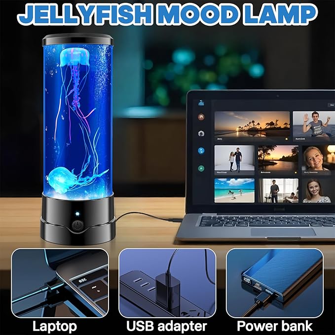 SENCU Jellyfish Lamp 17 Color Changing Remote Jellyfish Night Light LED Mood Lamp Home Decor for Room Office Night Light Ideal Gift for Kids Adults