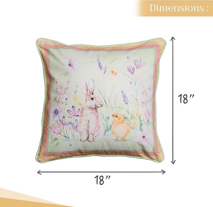 Maison d' Hermine Decorative Pillow Covers 18 x 18 Inch Square 100% Cotton Throw Pillow Covers with Invisible Zipper Cushion Case for Living Room Couch, Chair, Sofas, Bedroom, Home (Easter Zest)