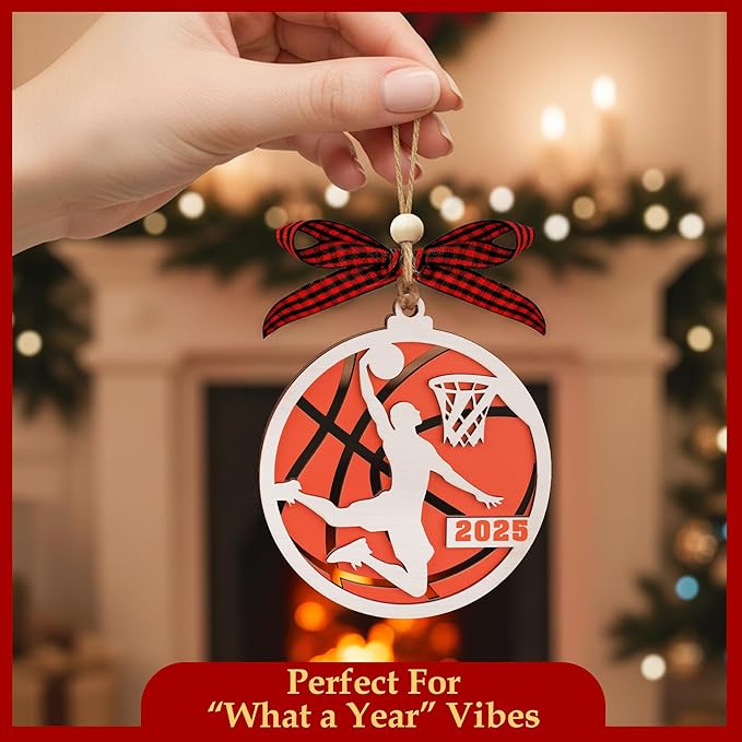 2 Layer Basketball Christmas Ornament 2025 - Cool Basketball Gifts for Boys, Girls, Men - Basketball Decor, Xmas Ornament, Sports Ornament - Fun Basketball Lovers Gift, Basketball Team Gifts