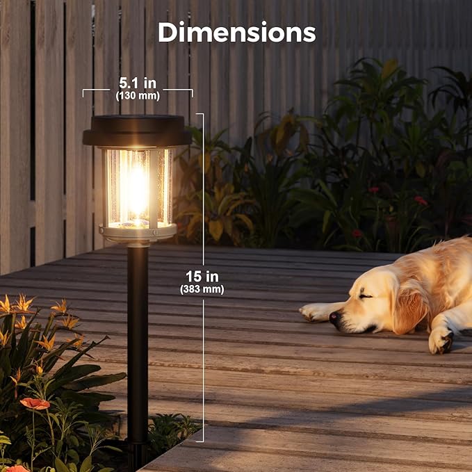 XMCOSY+ Solar Pathway Lights, 20 LM Bright Solar Light Outdoor, Waterproof Seed Glass & Metal Solar Powered Garden Lights, Outside Solar Lights for Yard Lawn Landscape Walkway(Black & Grey)