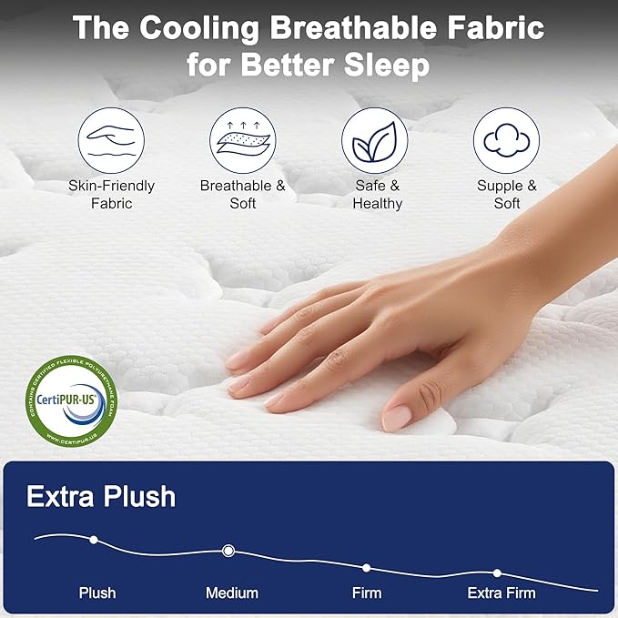 Full Mattress 10 Inch, Hybrid Full Size Mattress in a Box with Gel Memory Foam and Pocket Springs, Medium Firm Mattresses for Pressure Relief & Motion Isolation & Edge Support, Non-Fiberglass