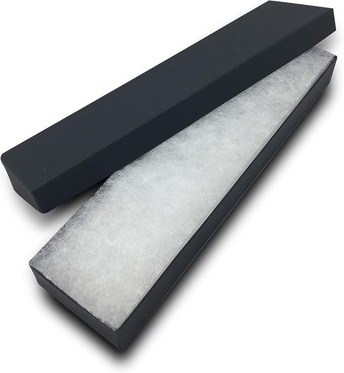 TheDisplayGuys - 25-Pack #82 Cotton Filled Cardboard Paper Jewelry Boxes Gift Case - Matte Black (8.0" x 2.0" x 1.0") - for Shipping or Storage