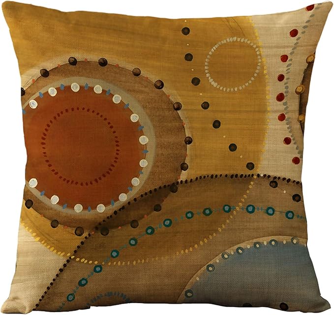 WOMHOPE Set of 4 Vintage Geometric Decorative Throw Pillow Covers Pillow Cases Cushion Cases 18 x 18 Inch for Living Room,Couch and Bed (Circle)