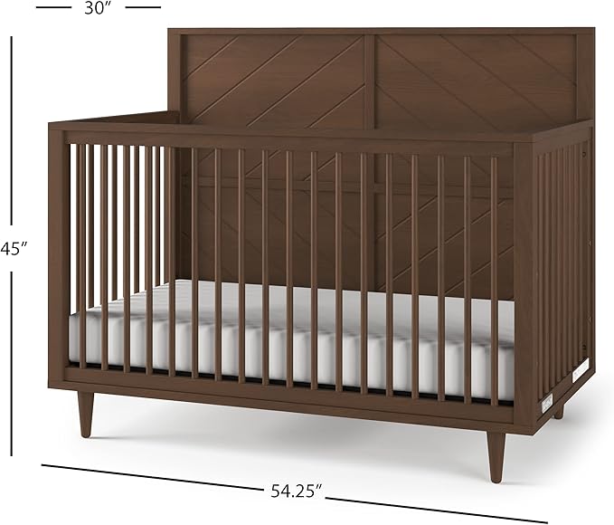 Child Craft Surrey Hill 4-in-1 Convertible Crib, Baby Crib Converts to Day Bed, Toddler Bed and Full Size Bed, 3 Adjustable Mattress Positions, Non-Toxic, Baby Safe Finish (Toasted Chestnut)