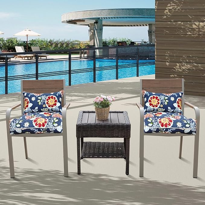 JMGBird Outdoor Chair Cushion Set of 2 Patio Cushions 19x19 with Ties Outdoor Cushions for Patio Furniture