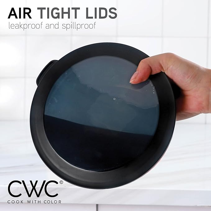 COOK WITH COLOR Mixing Bowls with Lids - 12 Piece Plastic Nesting Bowls Set includes 6 Prep Bowls and 6 Lids, Diamond Design - Microwave Safe (Mint)