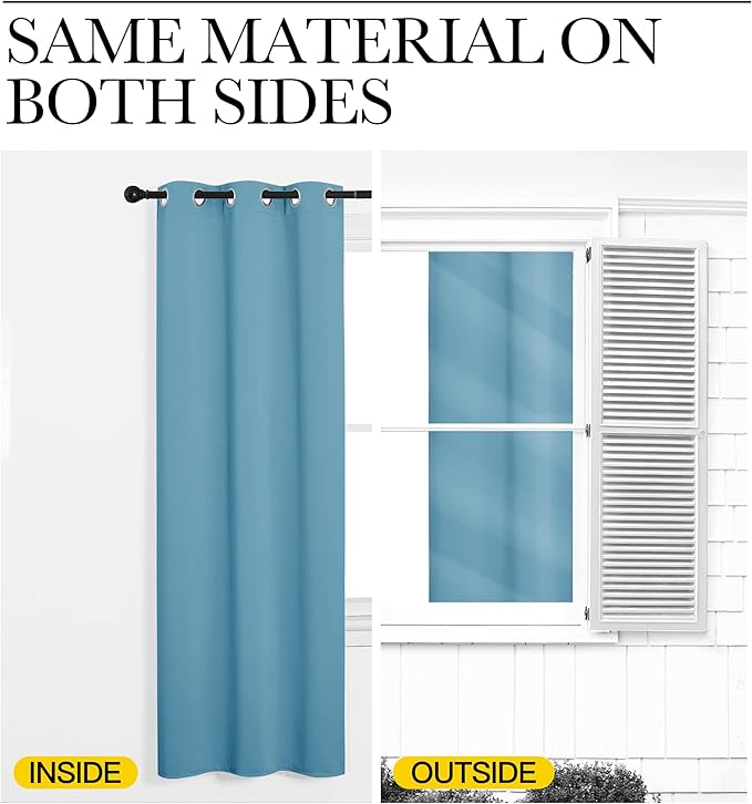 NICETOWN Teal Blue Blackout Curtains 40 inches Length for Kitchen, 2 Panels, 29" Wide, Thermal Insulated Decoration Drapes for Small Window