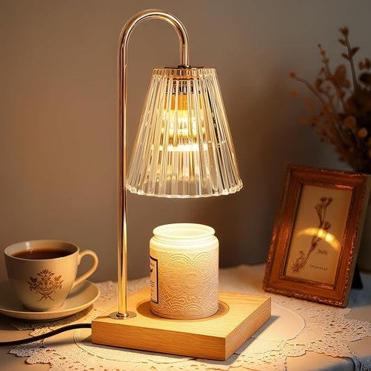 Candle Warmer Lamp with Timer Dimmer, Birthday Gifts for Mom Women Friend Sister, House Warming Gifts, Vintage Clear Wax Melt Warmer, Fall Decorations Office Apartment Dorm Room Home Decor