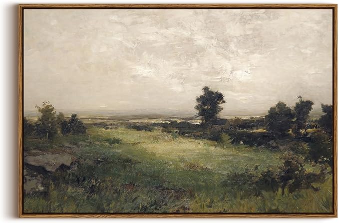 InSimSea Framed Vintage Landscape Canvas Large Wall Art, Wild Field Oil Painting Prints, Cottagecore Wall Decor for Living Room, Bedroom, Bathroom, Office Decor 20x30inch, Housatonic Valley