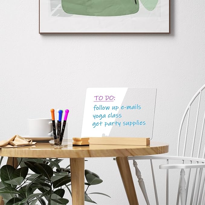 Light Up Clear Dry Drase Board 13 x 9 inch with 5 Markers, Acrylic Lighting Message Memo Note Board for Home/Office/Kitchen/Bedroom