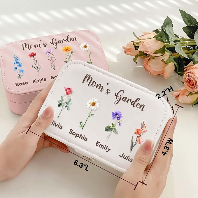 Personalized Jewelry Box Gifts for Women Custom Travel Jewelry Case Organization Leather Customized Birthday Anniversary Bridesmaid Gifts