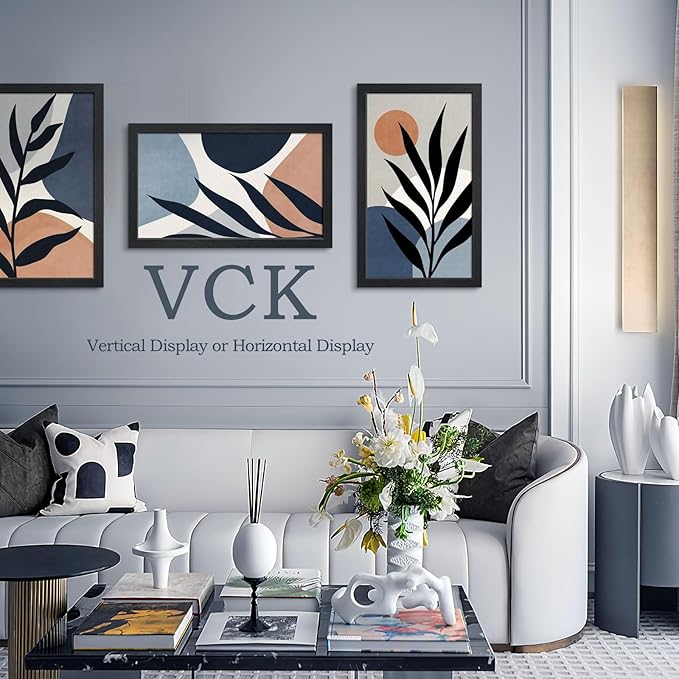 VCK 14x24 Poster Frame Set of 4 - Black, Gallery-Quality Wood Picture Frames, 1.1-Inch Wide Border, Polished Plexiglass, Vertical or Horizontal Wall Display for Photo/Art/Prints, Black