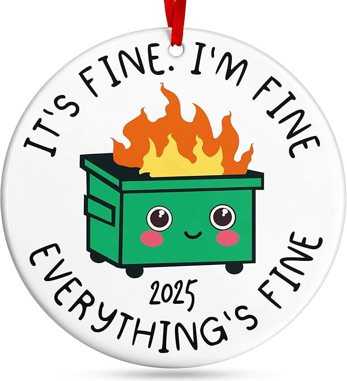 Dumpster Fire Ornament - Dumpster Fire Ornament for Christmas Tree - Ideal Dumpster Fire Gifts for Him and Her - Unique Decorative Ornaments for The Holiday Season - A Sentimental Reminder of 2025