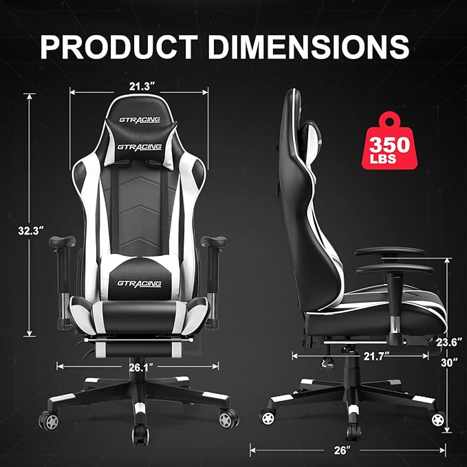 GTRACING Gaming Chair with Footrest, High Back Computer Chair Ergonomic Game Desk Chair Racing Executive Adjustable Swivel Rocker with Headrest and Lumbar Support