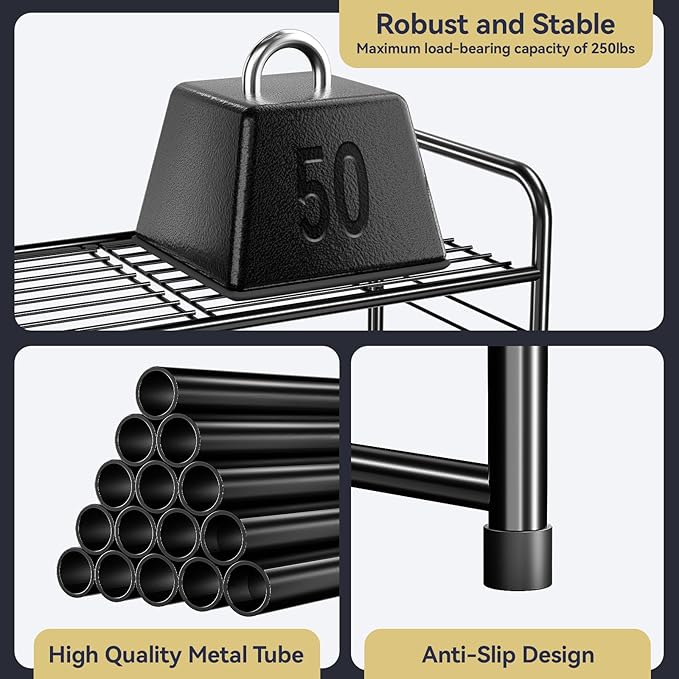 5-Tier 27” Wide Shoe Rack for Closet, Metal Stackable Shoe Shelf Organizer, Holds 18 Pairs Large Capacity, Black