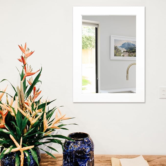 Ruomeng Wall Mirror Rectangle Decorative Mirror 12" x 16" for Entryway, Bedroom, Living Room, White