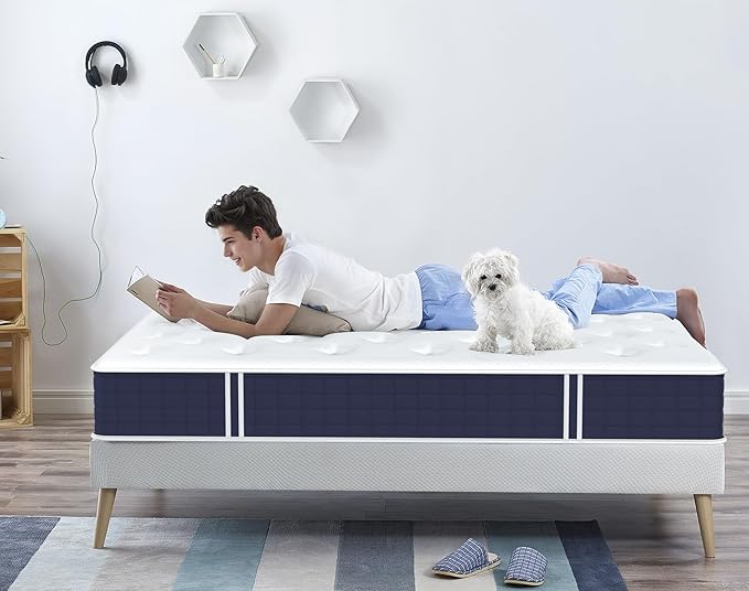 Coolvie 10 Inch Twin Mattress, Hybrid Mattress with Gel Memory Foam for Cool Night Sleep & Pressure Relief, Individual Pockets for Contouring Support, CertiPUR-US Certified Medium Mattress in a Box