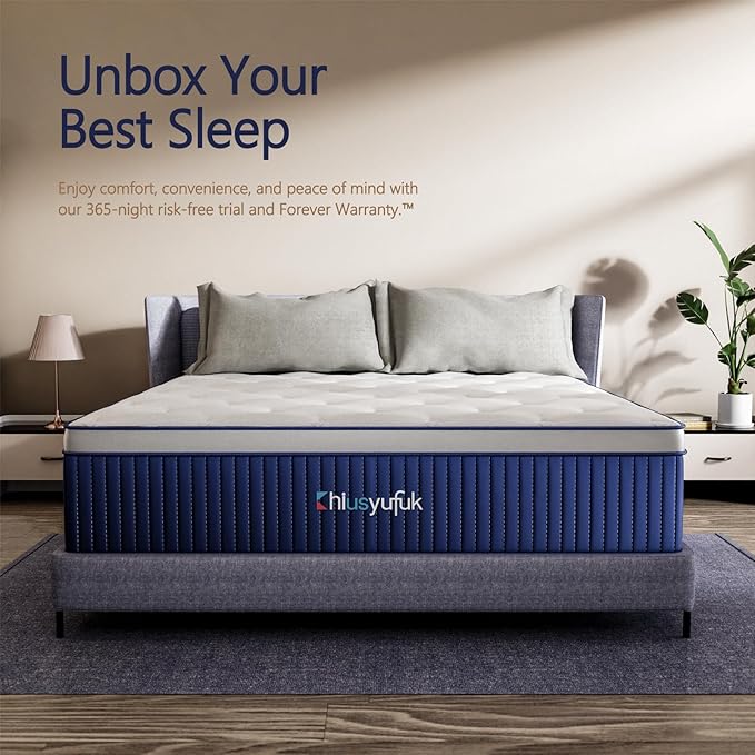12 inch king size mattress in a box, Hybrid Mattress,Gel Memory Foam Individually Wrapped Pocket Coils Innerspring Pressure Relief,Soft,CertiPUR-US Certified,Fiberglass-Free, (12 Inch, King)