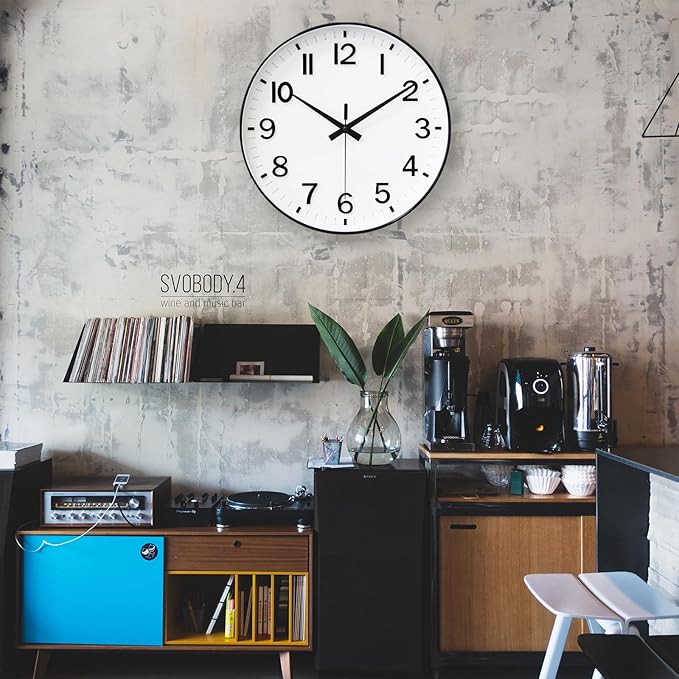 HZDHCLH White Analog Wall Clocks Battery Operated,12 inch Silent Non Ticking Modern Wall Clock for Living Room Bedroom Kitchen Office Classroom Decor