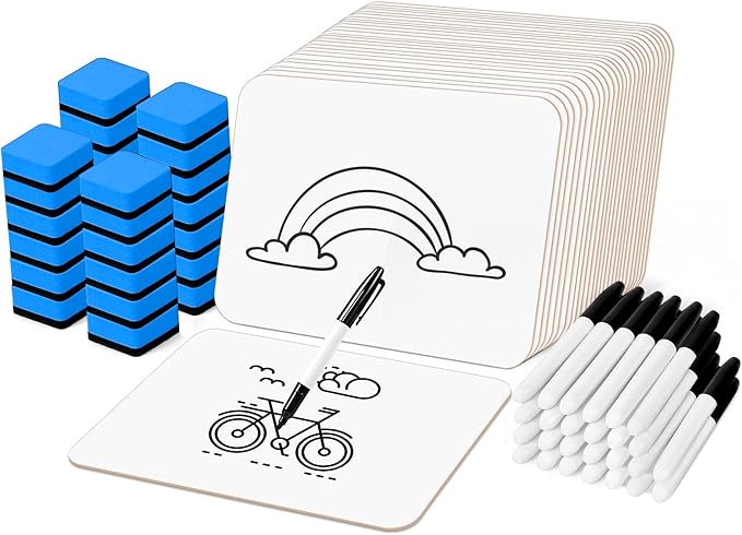 Dry Erase LapBoards, PANDRI 26 Pack Double Sided 12.5 x 9 Inch Whiteboards with 26 Erasers and 26 Markers, Dry Erase Boards for Kids Students Classroom Teacher Supplies