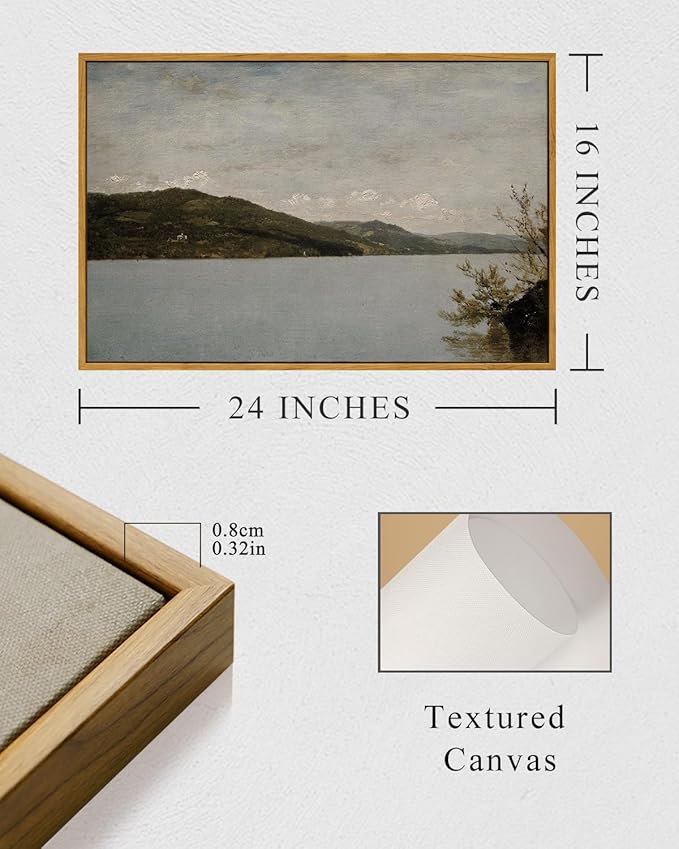 InSimSea Framed Canvas Wall Art Vintage Decor, Classical Landscape Paintings Artwork, Large Prints, Vintage Nature Decor, Retro Wall Decoration for Bedroom Living Room Bathroom, 16"x24"