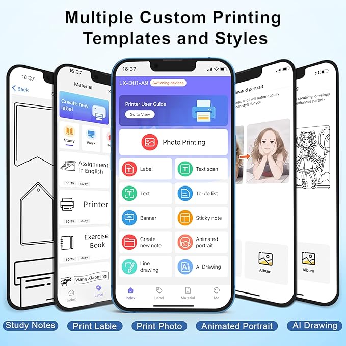 Label Maker Machine with Tape - Thermal Label Printer Bluetooth Label Maker Machine, Mini Printer Sticker Maker for Home, Kitchen, School, Office Organization (White)