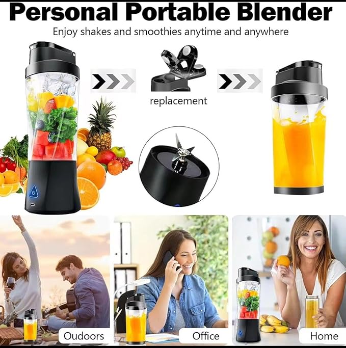 Portable Blender – Rechargeable Personal Smoothie Maker – 700ml, Black & white