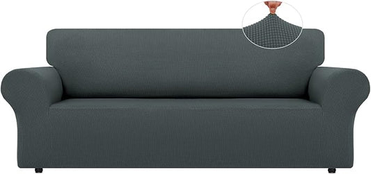 LURKA Stretch Oversized Sofa Slipcovers 1 Piece Couch Covers for 3 Cushion Couch Sofa Furniture Protector Full Sofa Covers with Elastic Bottom for Kids and Pet (X-Large, Grey)