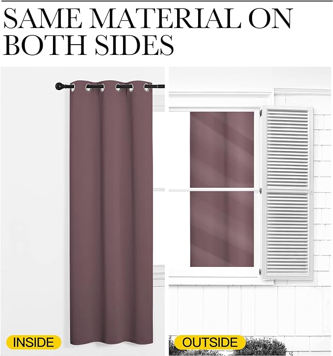 NICETOWN 84 inches Blackout Curtains for Office and Theater, Dry Rose, 1 Pair, 42 inches Wide, Thermal Insulated Solid Grommet Drapes for Living Room