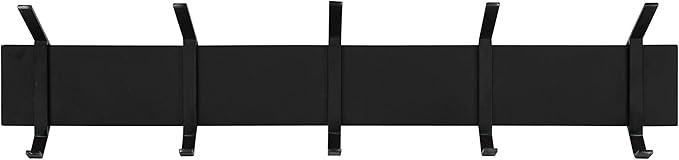 Kate and Laurel Rossmore Farmhouse 5-Hook Wall Hanging Coat Rack, Black, Modern Hanging Rack for Coats, Bags, Or Pots and Pans
