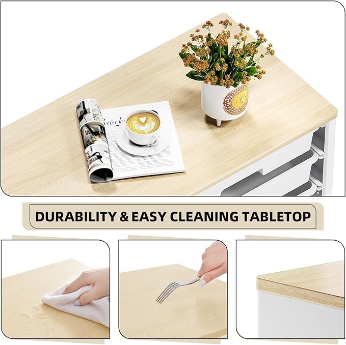 Storage Cabinet with 12 Drawers, Home Storage With Wooden Tabletop, Cube Storage Organizer for Living Room, Bedroom, Classroom, Office, Playroom, Craft Room, (White)