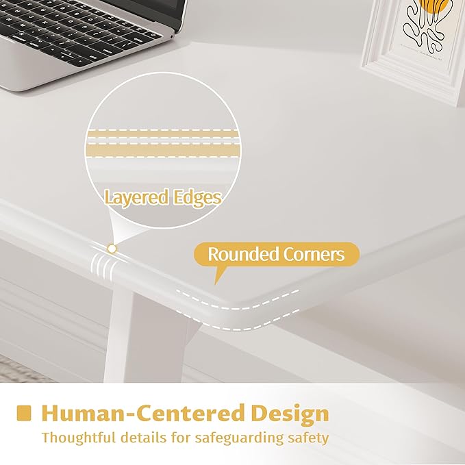 IOTXY Solid Wood Writing Table - 60" W x 24" D Minimalist Computer Desk for Home Office, Work, Study, Creativity, and PC Workstation, White