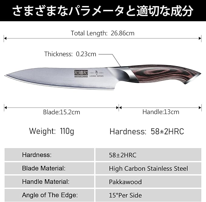 6 Inch Kitchen Knife, Ultra Sharp Japanese High Carbon Stainless Steel Chef Knife, Multipurpose Kitchen Utility Knife with Ergonomic Pakkawood Handle