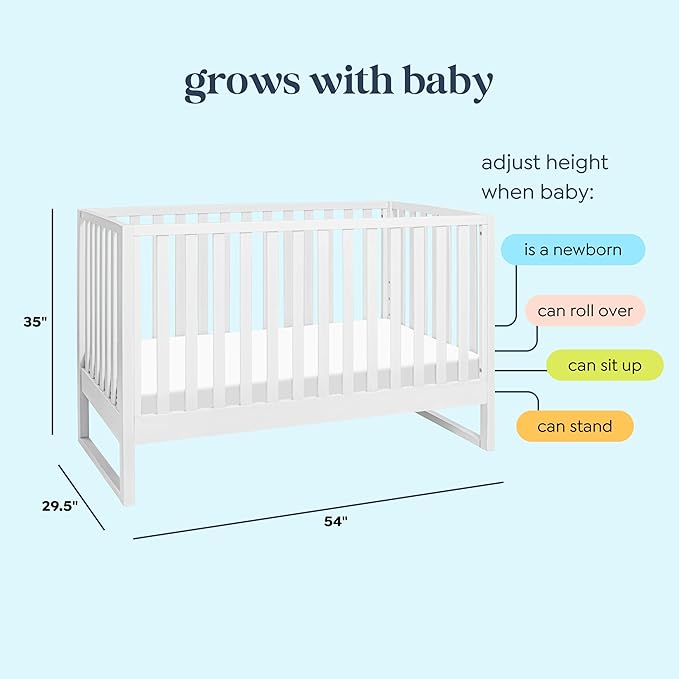 DaVinci Hunter 3-in-1 Convertible Baby Crib with Toddler Bed and Daybed Conversion - Strong, Durable, and Easy to Assemble - GREENGUARD Gold Certified with 4 Adjustable Mattress Heights - White